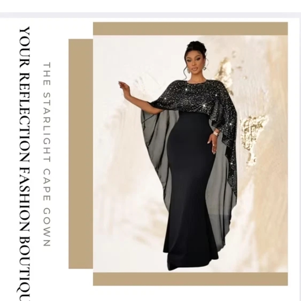 PLUS SIZE - The  Starlight Cape Gown